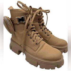 Steve Madden Womens Thora Nylon Lace Up Combat Lace-up Boots Size 10 With Side